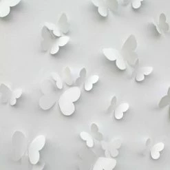 Muriva - 3D Feature Luxury Glitter Butterflies - Soft Grey - J92709