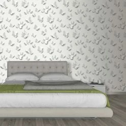 Alternative view of Muriva - 3D Feature Luxury Glitter Butterflies - Soft Grey - J92709