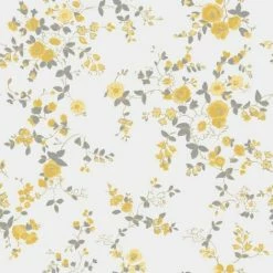 MURIVA Cath Kidston Floral Flower Yellow White Grey Luxury Wallpaper Paste The Paper