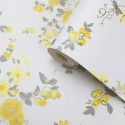 MURIVA Cath Kidston Floral Flower Yellow White Grey Luxury Wallpaper Paste The Paper 6 MURIVA Cath Kidston Floral Flower Yellow White Grey Luxury Wallpaper Paste The Paper -MURIVA SHOP 36337335 3