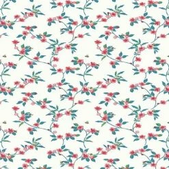 MURIVA Cath Kidston Floral Flower White Pink Green Luxury Wallpaper Bee Animal Nature