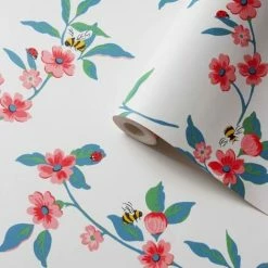 Alternative view of MURIVA Cath Kidston Floral Flower White Pink Green Luxury Wallpaper Bee Animal Nature