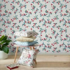 MURIVA Cath Kidston Floral Flower White Pink Green Luxury Wallpaper Bee Animal Nature -MURIVA SHOP 36337340 3
