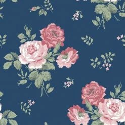 MURIVA Cath Kidston Floral Flower Blue Pink Green Luxury Wallpaper Paste The Paper