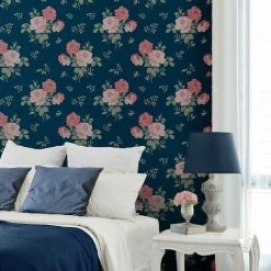 MURIVA Cath Kidston Floral Flower Blue Pink Green Luxury Wallpaper Paste The Paper -MURIVA SHOP 36337357 3