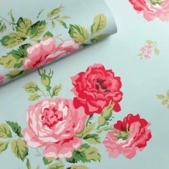 Alternative view of MURIVA Cath Kidston Floral Flower Turquoise Pink Green Luxury Wallpaper Paste Paper