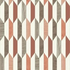 3D Geometric Wallpaper Retro Vintage Vinyl Diamonds Lines Shapes Bold Muriva