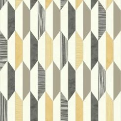 3D Geometric Wallpaper Retro Vintage Vinyl Diamonds Lines Shapes Bold Muriva