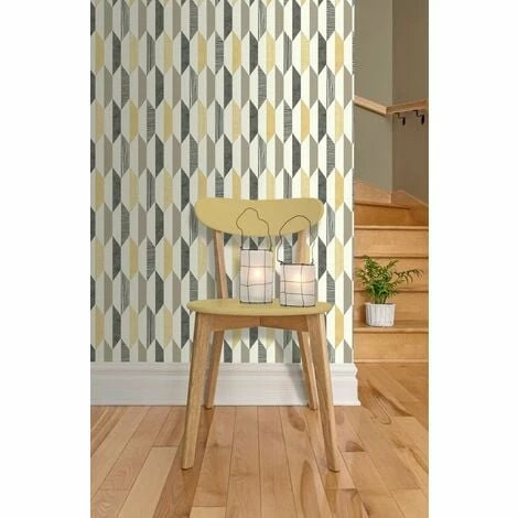 3D Geometric Wallpaper Retro Vintage Vinyl Diamonds Lines Shapes Bold Muriva 2 3D Geometric Wallpaper Retro Vintage Vinyl Diamonds Lines Shapes Bold Muriva - Image 2
