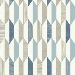 3D Geometric Wallpaper Retro Vintage Vinyl Diamonds Lines Shapes Bold Muriva