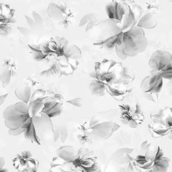 Lipsy Soft Petals Wallpaper Muriva Floral Grey White Silver Glitter