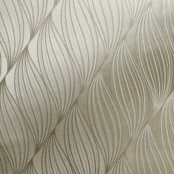 Onda Champagne Wallpaper Couture Muriva Wave Metallic Vinyl Textured