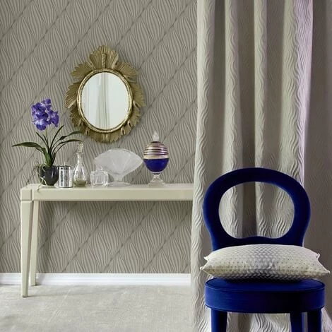 Onda Champagne Wallpaper Couture Muriva Wave Metallic Vinyl Textured 2 Onda Champagne Wallpaper Couture Muriva Wave Metallic Vinyl Textured - Image 2