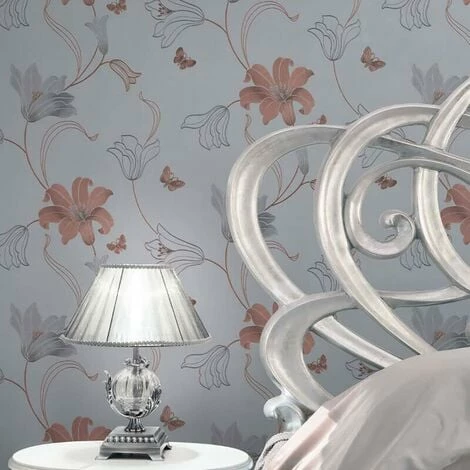 MURIVA Amelia Wallpaper Rose Gold Silver Heavy Weight Vinyl Metallic Textured 2 MURIVA Amelia Wallpaper Rose Gold Silver Heavy Weight Vinyl Metallic Textured - Image 2