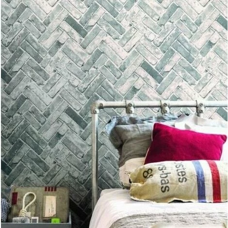 MURIVA Industrial Distressed Herringbone Brick Grey Textured 3D Effect Wallpaper 174502 3 MURIVA Industrial Distressed Herringbone Brick Grey Textured 3D Effect Wallpaper 174502 - Image 3