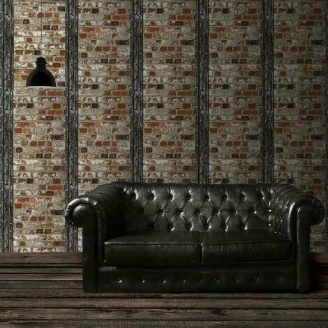 Muriva Rustic Loft Brick Rustic Wallpaper Beam Steel Rivets Industrial 102540 2 Muriva Rustic Loft Brick Rustic Wallpaper Beam Steel Rivets Industrial 102540 - Image 2
