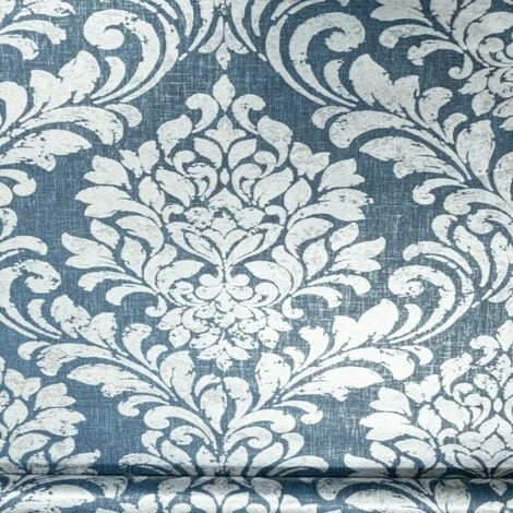 Muriva Eleanor Damask Distressed Metallic Linen Effect Blue Silver Wallpaper 1 Muriva Eleanor Damask Distressed Metallic Linen Effect Blue Silver Wallpaper