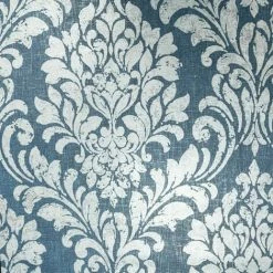 Alternative view of Muriva Eleanor Damask Distressed Metallic Linen Effect Blue Silver Wallpaper