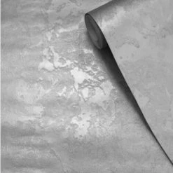 MURIVA Industrial Texture Metallic Shimmer Silver Grey Wallpaper Plaster Effect Plain