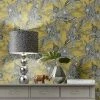 MURIVA Mamboa Tropical Palm Leopard Ochre Yellow Exotic Jungle Linen Effect Wallpaper