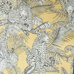 MURIVA Mamboa Tropical Palm Leopard Ochre Yellow Exotic Jungle Linen Effect Wallpaper -MURIVA SHOP 61257800 4