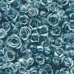 MURIVA Rosalee Blue Small Roses Floral Photographic Flower Wall Wallpaper 158504