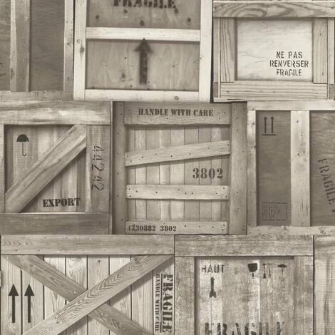 Wooden Crate Wallpaper Muriva Blown Vinyl Grey Realist Factory Cargo Urban 1 Wooden Crate Wallpaper Muriva Blown Vinyl Grey Realist Factory Cargo Urban