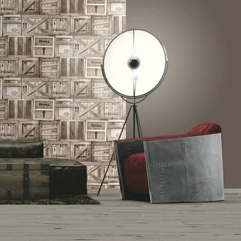 Wooden Crate Wallpaper Muriva Blown Vinyl Grey Realist Factory Cargo Urban 2 Wooden Crate Wallpaper Muriva Blown Vinyl Grey Realist Factory Cargo Urban - Image 2