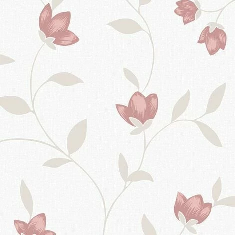 Freya Floral Wallpaper Muriva Textured Vinyl Red White Glitter Flower Natural 1 Freya Floral Wallpaper Muriva Textured Vinyl Red White Glitter Flower Natural