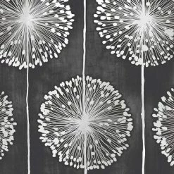 Muriva Dandelion Black Wallpaper J04219 - Feature Wall Metallic Large Flower