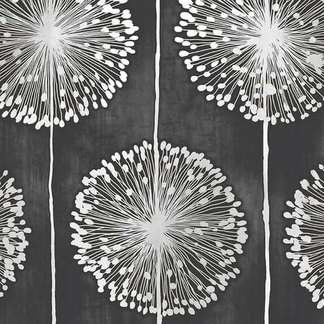 Muriva Dandelion Black Wallpaper J04219 - Feature Wall Metallic Large Flower 1 Muriva Dandelion Black Wallpaper J04219 - Feature Wall Metallic Large Flower