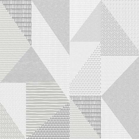Catherine Lansfield Larsson Geo Triangle Patchwork Grey 165560 Muriva Wallpaper 1 Catherine Lansfield Larsson Geo Triangle Patchwork Grey 165560 Muriva Wallpaper