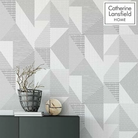 Catherine Lansfield Larsson Geo Triangle Patchwork Grey 165560 Muriva Wallpaper 2 Catherine Lansfield Larsson Geo Triangle Patchwork Grey 165560 Muriva Wallpaper - Image 2