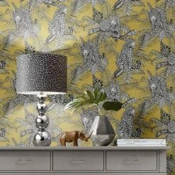 Alternative view of Muriva Darcy James Collection Mamboa Tropical Leopard Ochre 173522 Wallpaper