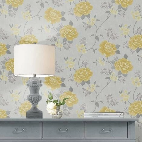 Muriva Rosalind Floral Ochre /Y ellow wallpaper 173502 Muriva Rosalind Floral Ochre /Y Ellow Wallpaper 173502 -MURIVA SHOP 69779555 2