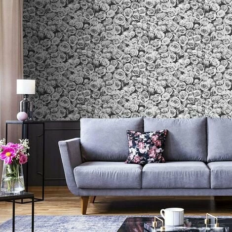 Muriva Rosalee Grey Wallpaper 158501 - Feature Small Roses Floral Photographic… 2 Muriva Rosalee Grey Wallpaper 158501 - Feature Small Roses Floral Photographic… - Image 2