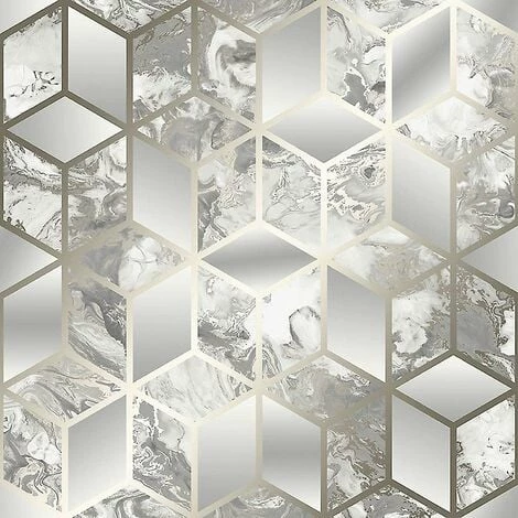 Muriva Elixir Cube Wallpaper Grey/Gold Metallic - 166513 1 Muriva Elixir Cube Wallpaper Grey/Gold Metallic - 166513