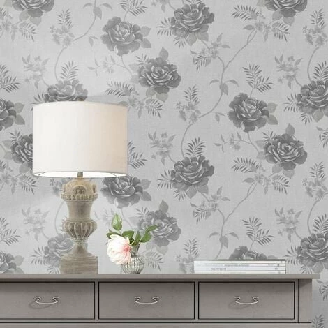 Muriva Darcy James Rosalind Grey Wallpaper 173501 - Modern Floral Trail Leaf 2 Muriva Darcy James Rosalind Grey Wallpaper 173501 - Modern Floral Trail Leaf - Image 2