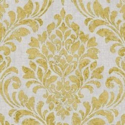 Darcy James Collection Eleanor Metallic Damask Ochre 173512 Muriva Wallpaper