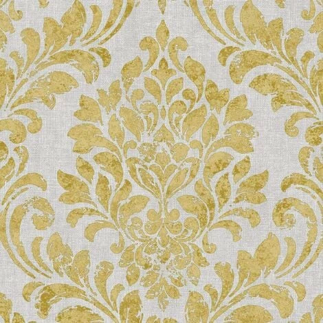 Darcy James Collection Eleanor Metallic Damask Ochre 173512 Muriva Wallpaper 1 Darcy James Collection Eleanor Metallic Damask Ochre 173512 Muriva Wallpaper