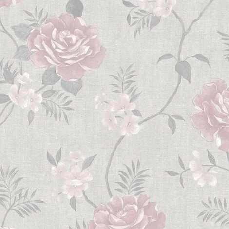Darcy James Collection Rosalind Metallic Floral Pink 173504 Muriva Wallpaper 1 Darcy James Collection Rosalind Metallic Floral Pink 173504 Muriva Wallpaper