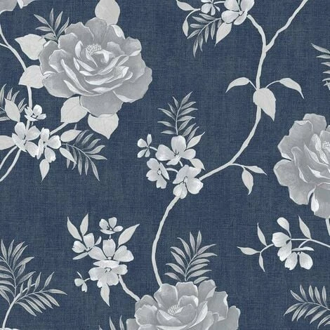 Darcy James Collection Rosalind Metallic Floral Blue 173503 Muriva Wallpaper 1 Darcy James Collection Rosalind Metallic Floral Blue 173503 Muriva Wallpaper