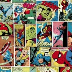 MURIVA Marvel Avengers Wallpaper Multi Coloured Hulk Thor Ironman Comic Strip Kids Room 159501