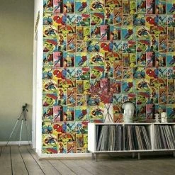 Alternative view of MURIVA Marvel Avengers Wallpaper Multi Coloured Hulk Thor Ironman Comic Strip Kids Room 159501