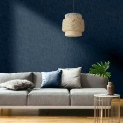 Alternative view of Muriva Linen Textured Wallpaper (10m X 53cm) (Blue)