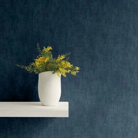 Muriva Linen Textured Wallpaper (10m X 53cm) (Blue) 3 Muriva Linen Textured Wallpaper (10m X 53cm) (Blue) - Image 3