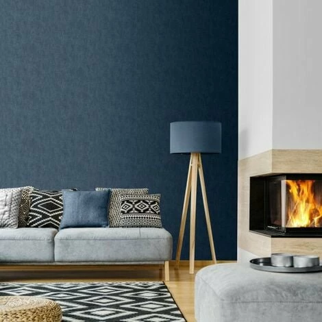 Muriva Linen Textured Wallpaper (10m X 53cm) (Blue) 4 Muriva Linen Textured Wallpaper (10m X 53cm) (Blue) - Image 4