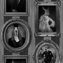 Muriva Dogs In Frames Wallpaper (One Size) (Grey/Black/White)