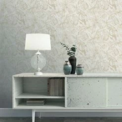 Muriva Sankuru Tropical Textured Wallpaper (10m X 53cm) (Grey/Gold) -MURIVA SHOP 70357320 4