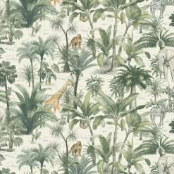 Muriva African Safari Wallpaper (10m X 53cm) (Green/Cream)